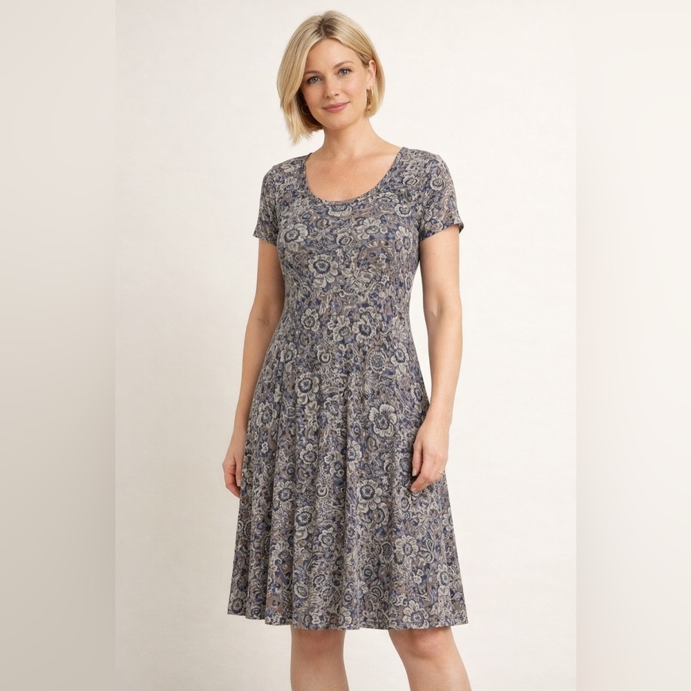 DRESS ADDICT Floral Print Gray & Mauve Dress NWT size S